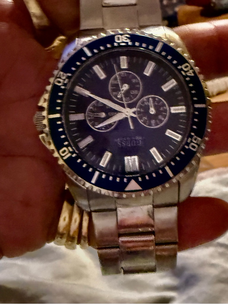 Guess Silver Bracelet Watch With Blue Dial And Bezel